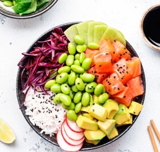 Poké mixte thon et saumon mariné